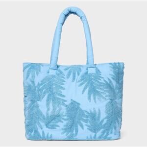 NEW Terry Tote Bag Shade and Shore Blue Beach Vacation Palms Women's‎